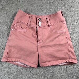 Butt Lift Denim Shorts Womens 27 Pink High Waisted Triple Button Stretch